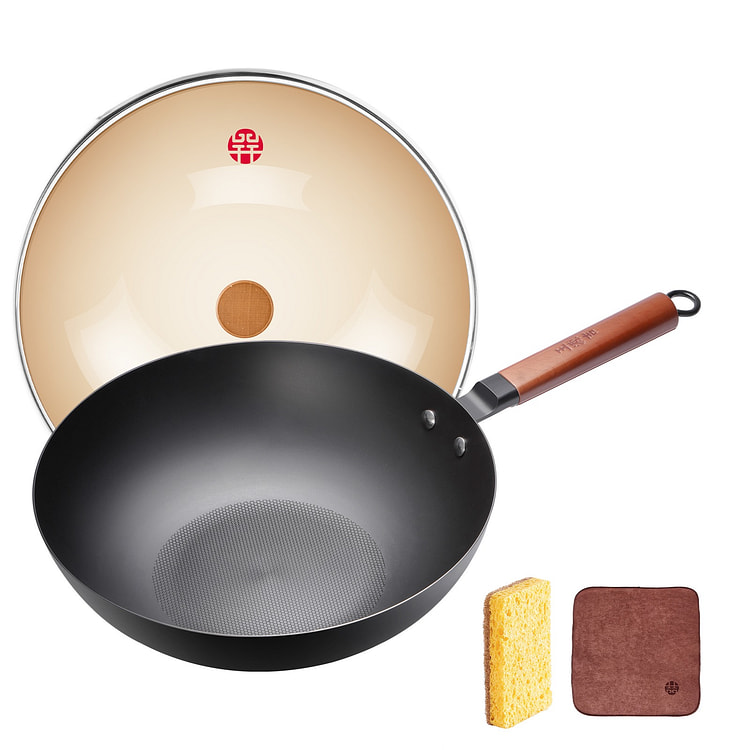 王源吉 云烟精铁 平底锅 仅重1.1kg 32cm