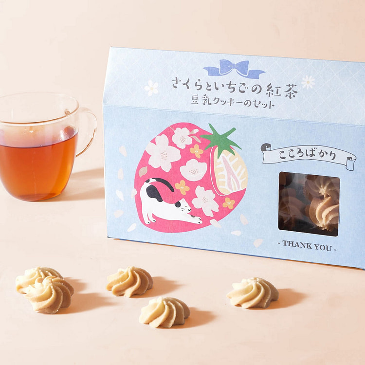 樱花草莓红茶豆浆饼干礼盒