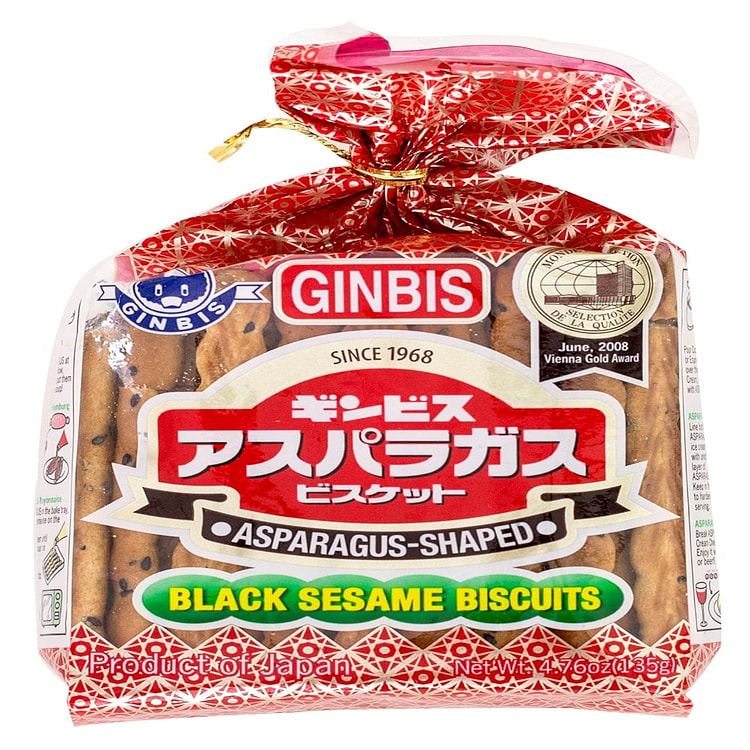 Ginbis Asparagus Shaped, Black Sesame Biscuits 1 each