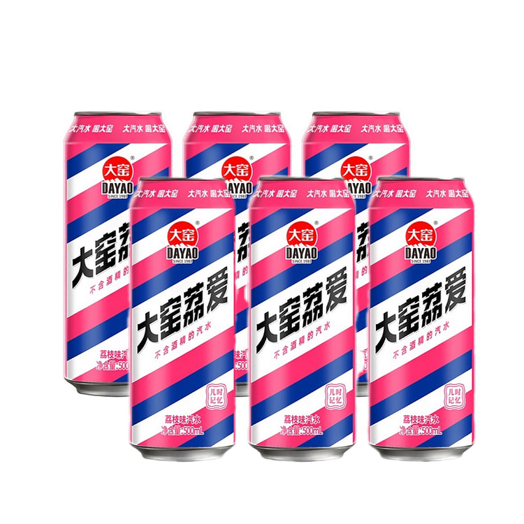 大窑 荔爱 荔枝味果汁汽水 罐装 500ml*6罐