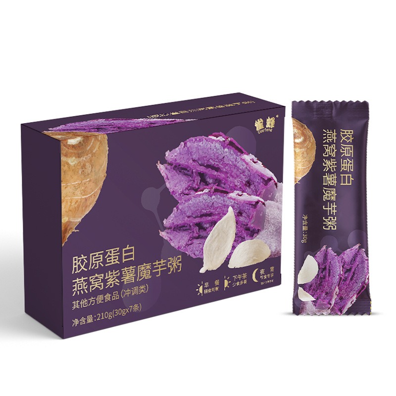 雀蜂】代餐粥膠原蛋白紫薯魔芋燕窩營養粥30g*7條- Weee!