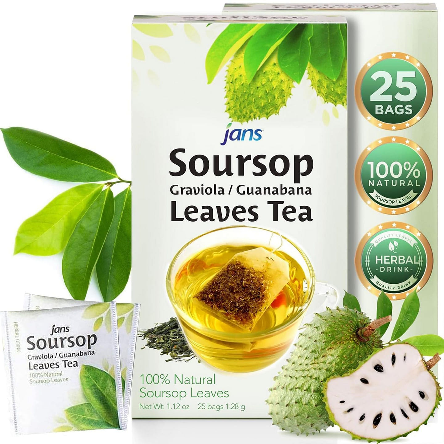 Jans Organic Soursop Leaves Tea Bags 25 Count 25 count
