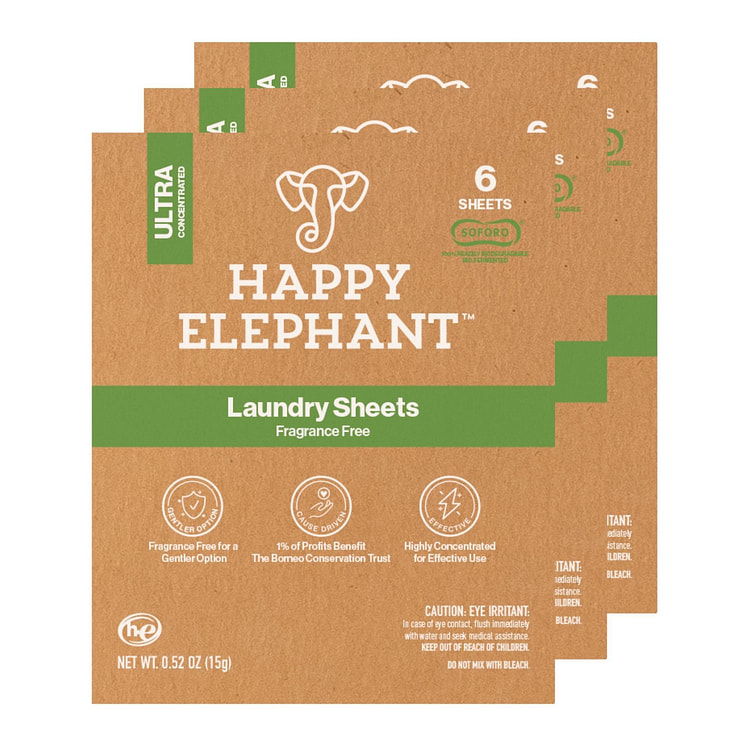Happy Elephant 洗衣片 - 无香型 6 片装（3 片装）