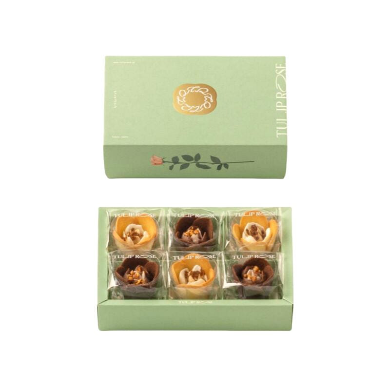 郁金香花朵形巧克力千层酥挞 巧克力&牛奶味6个装 1 盒
