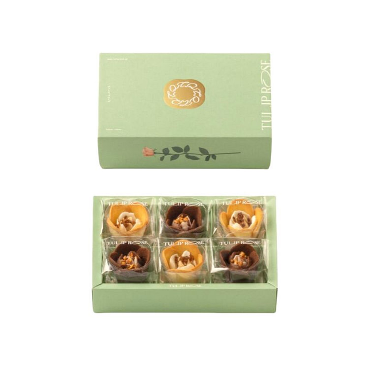 郁金香花朵形巧克力千层酥挞 巧克力&牛奶味6个装