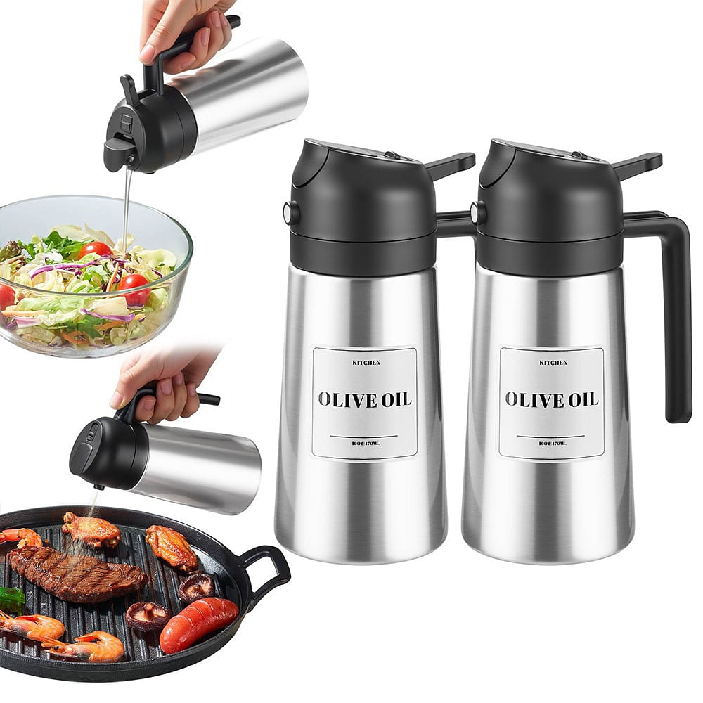 2pc Oil Dipenser Bottle Stainless Steel (Black) 2 count