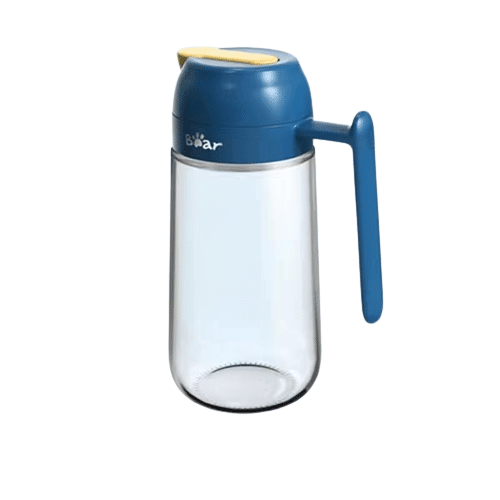 Bear Glass Leak-proof Oil Jar Soy Sauce Bottle Seasoning Bottle Blue 1 each