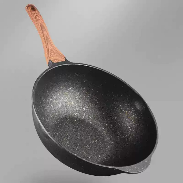 庆展 压铸铝麦饭石不粘无盖炒锅 32cm