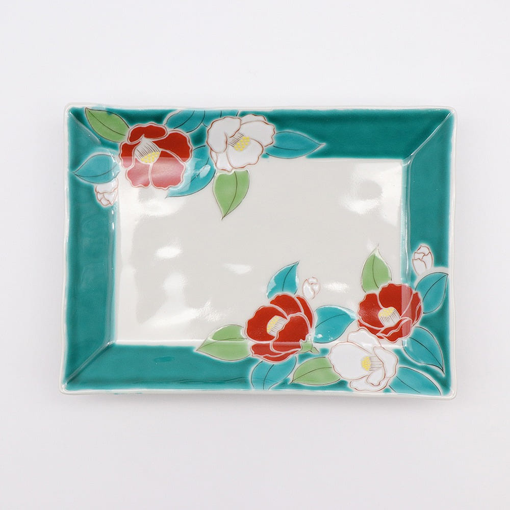 Kutani Ware Handmade Main Plate (Camellia, 6.77 x 5.03) Made in Japan 1 each