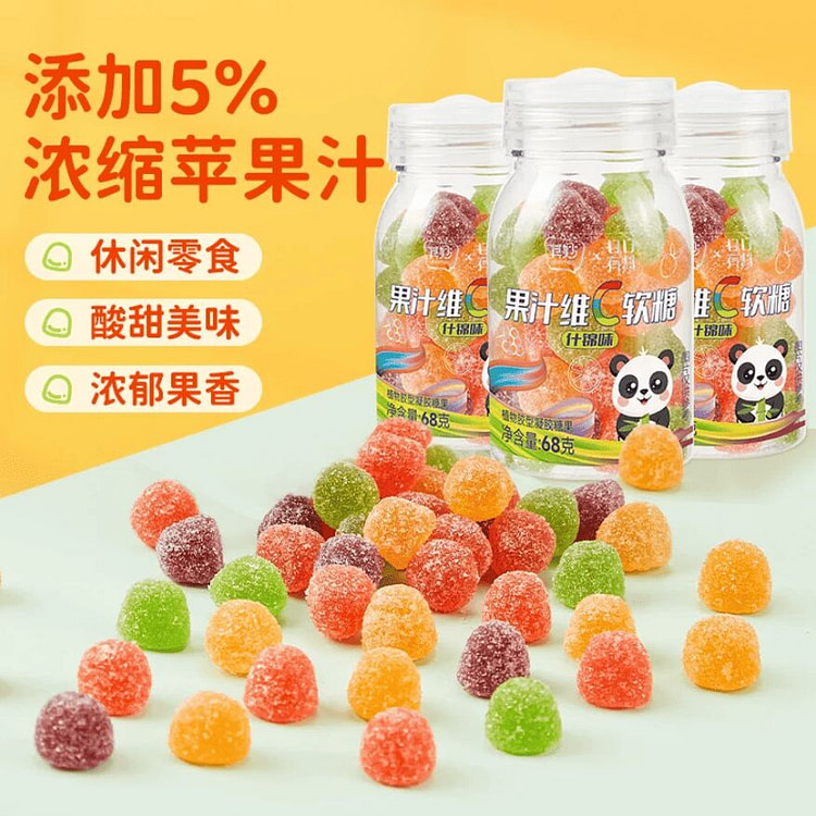 Vitamin C Juice Soft Candy Fruit Flavor 68g/3 Can 204 g