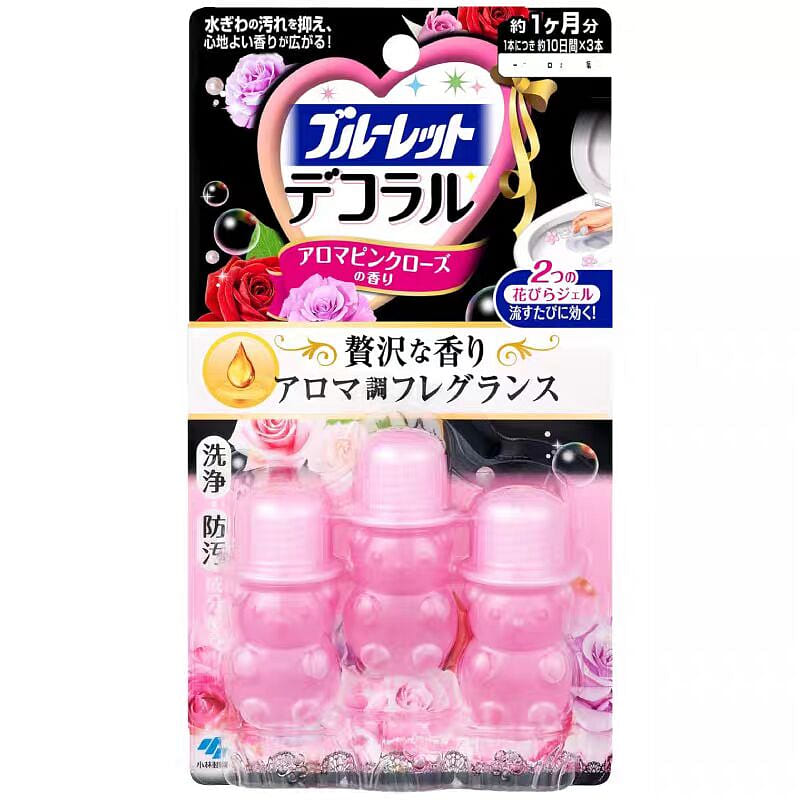 小林果冻花瓣洁厕剂 粉帽+粉熊 玫瑰芳香 3支 1 份