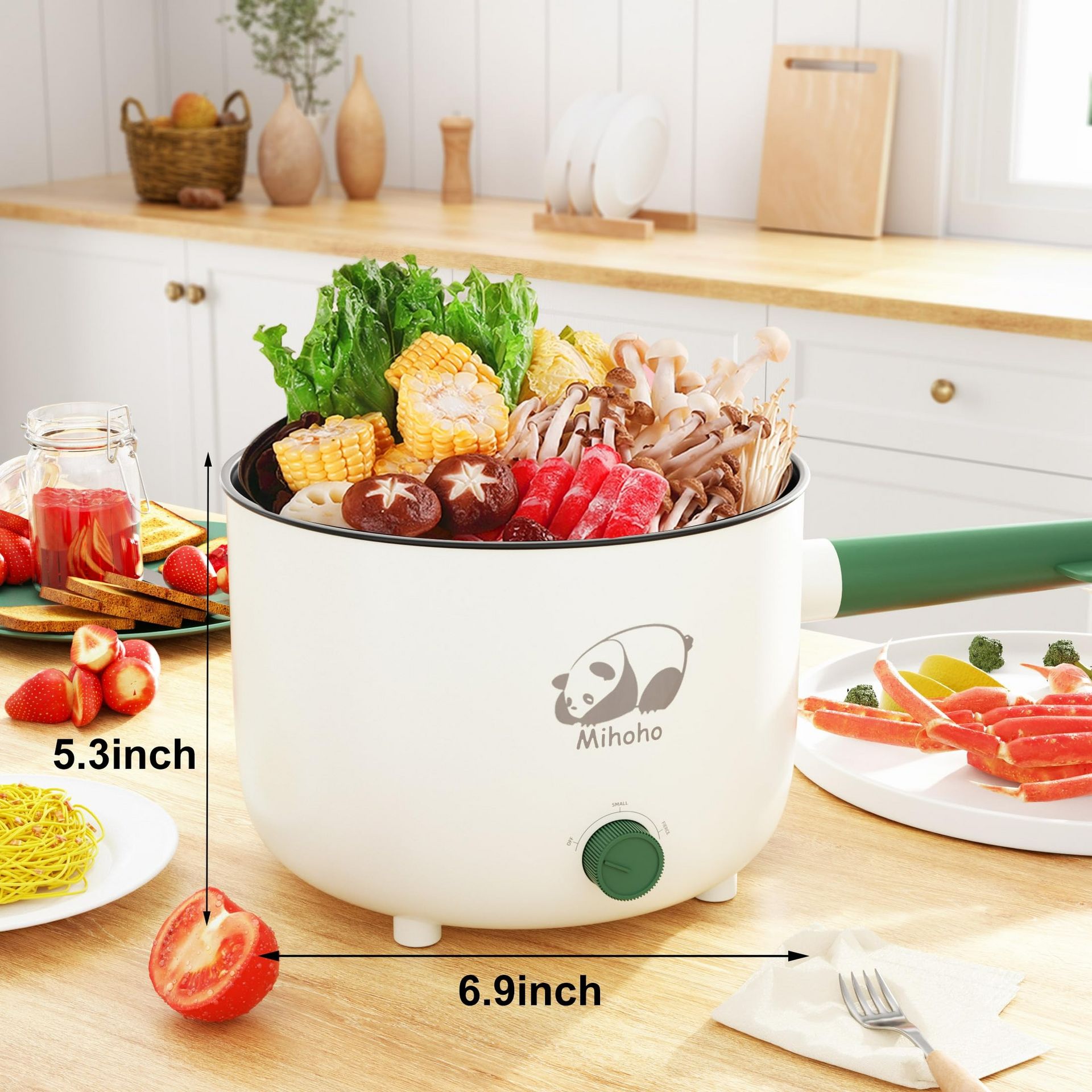 Electric Hot Pot 二つの調理エリア Get Electric Hot Pot with Steamer, Portable Nonstick Frying Pan