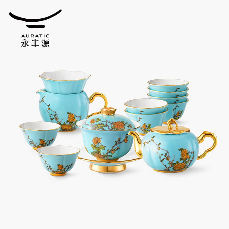 永丰源夫人瓷西湖蓝15头茶具 1 盒
