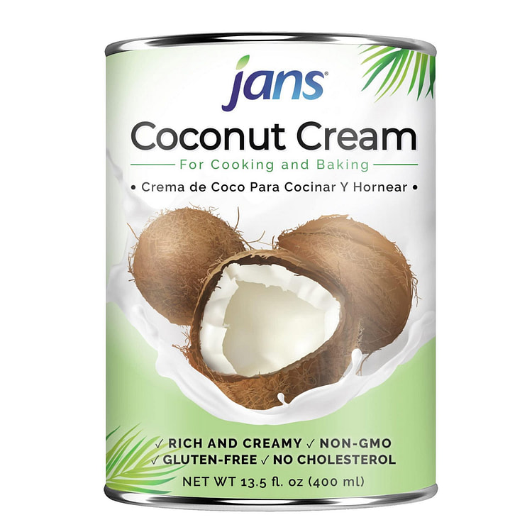 Jans - Nước cốt dừa đậm đặc (Coconut Cream) 25% béo, 400ml, Hộp 1 lon 13.5