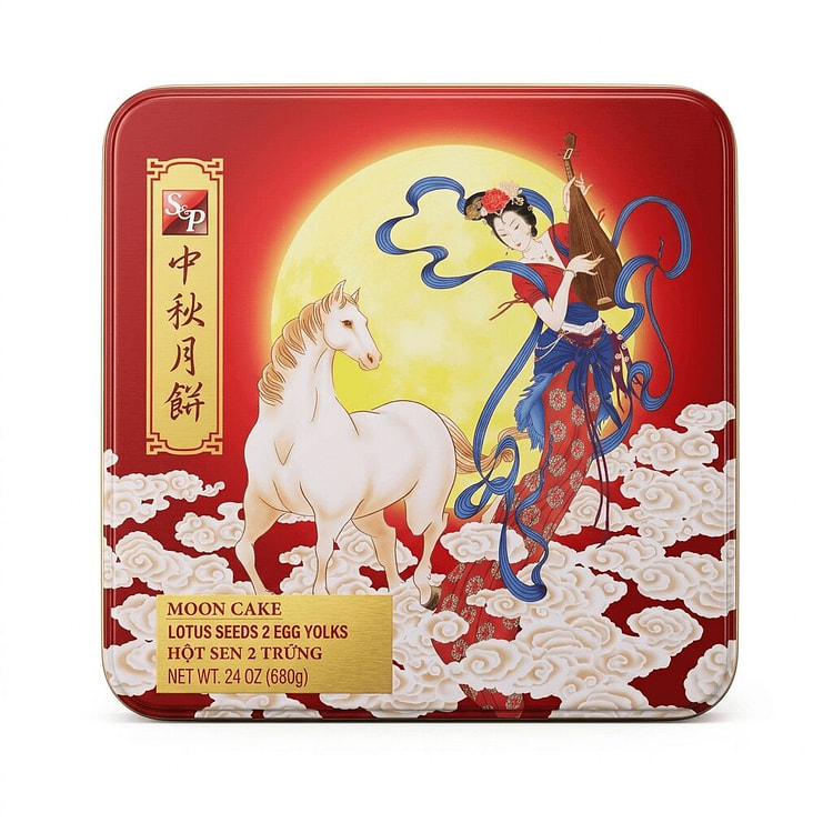 S&P Moon Cake Lotus Seeds 2 Eggs Hat Sen 2 Trung 1 box