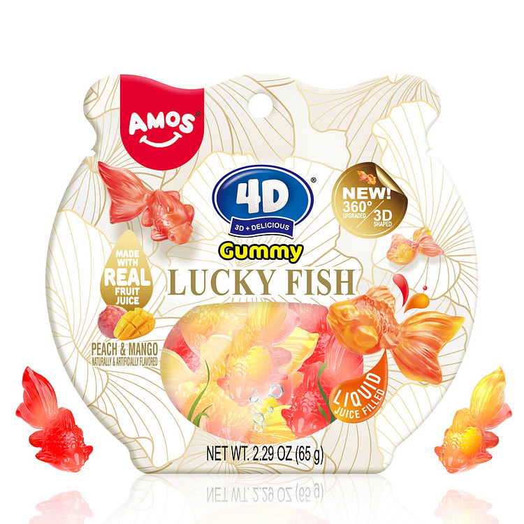 AMOS 4D Goldfish-Shaped Gummy Candy 1-Pack