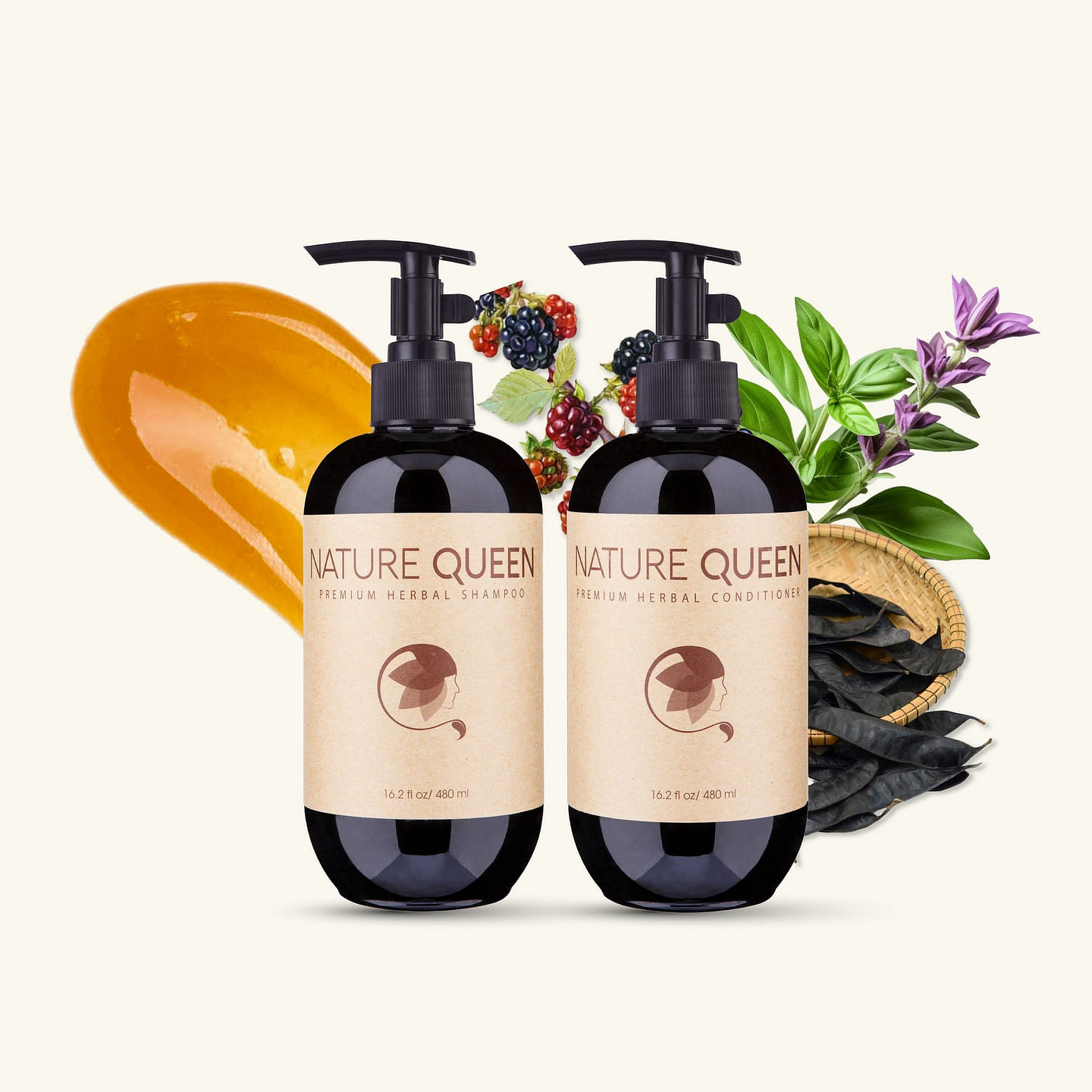 Nature Queen Bo Ket Shampoo & Conditioner for Thinning Hair with Holy Basil 1 each