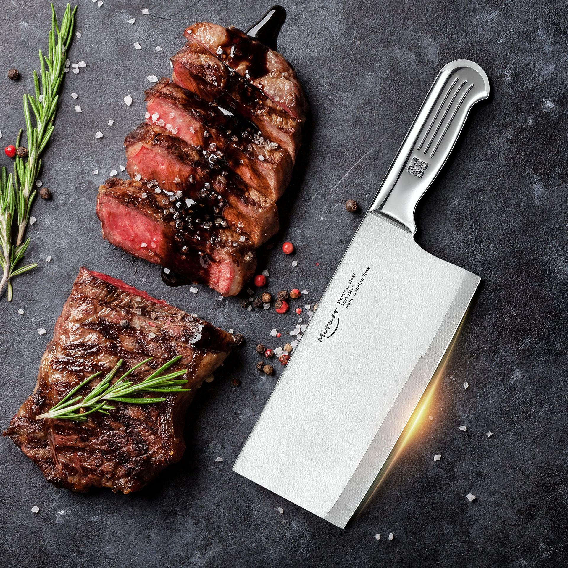 Get Meat Cleaver 7 inch Butcher Knife Stainless Steel Delivered