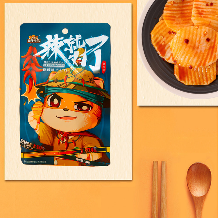 三只松鼠 烧烤味土豆片麻辣土豆零食100g*1袋