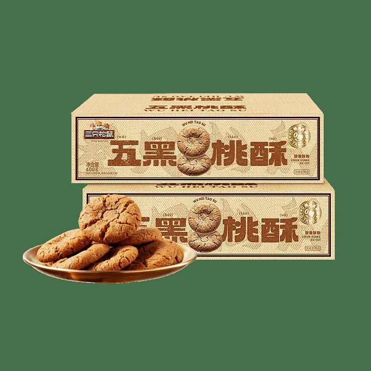三只松鼠五黑桃酥五黑粗粮传统糕点休闲零食400g 400 克