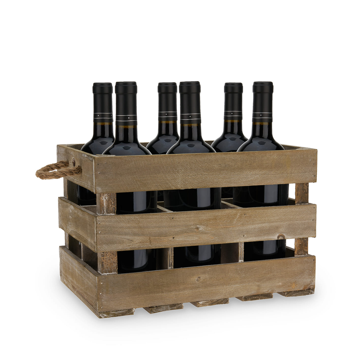 Wooden 6-Bottle Crate by Twine® 1 each