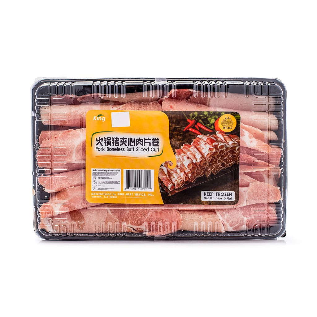 King Pork Boneless Butt Sliced Curl, Frozen 1 lb