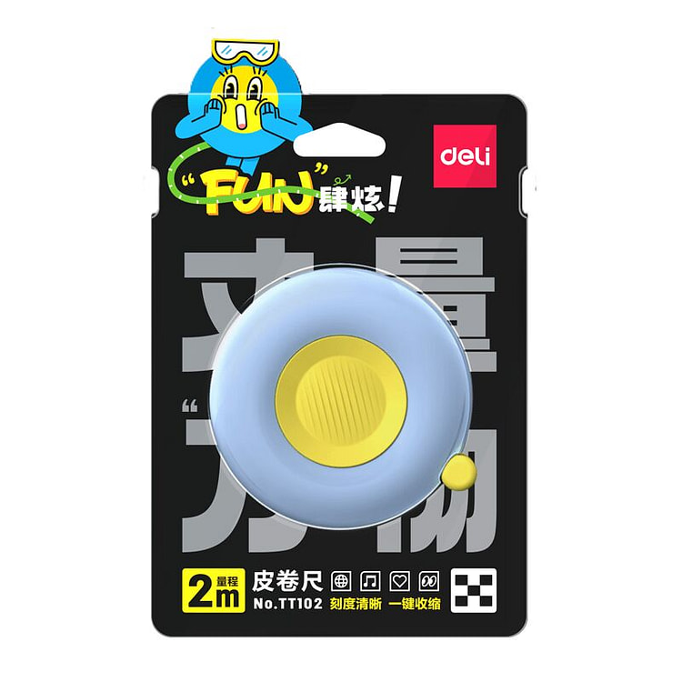 得力(deli) 2m迷你可爱皮卷尺(蓝色) 1 个
