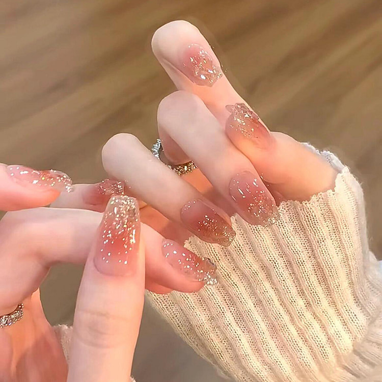 Champagne Press On Nails 20mm Taper,S,1pc 1 count