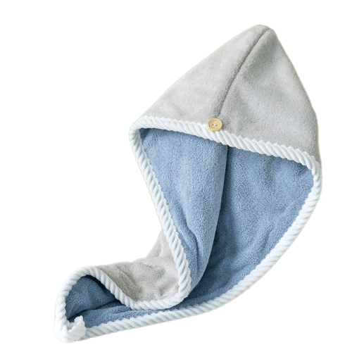 Shower cap female absorbent quick-drying thickened dry hair cap gray blue 1 個