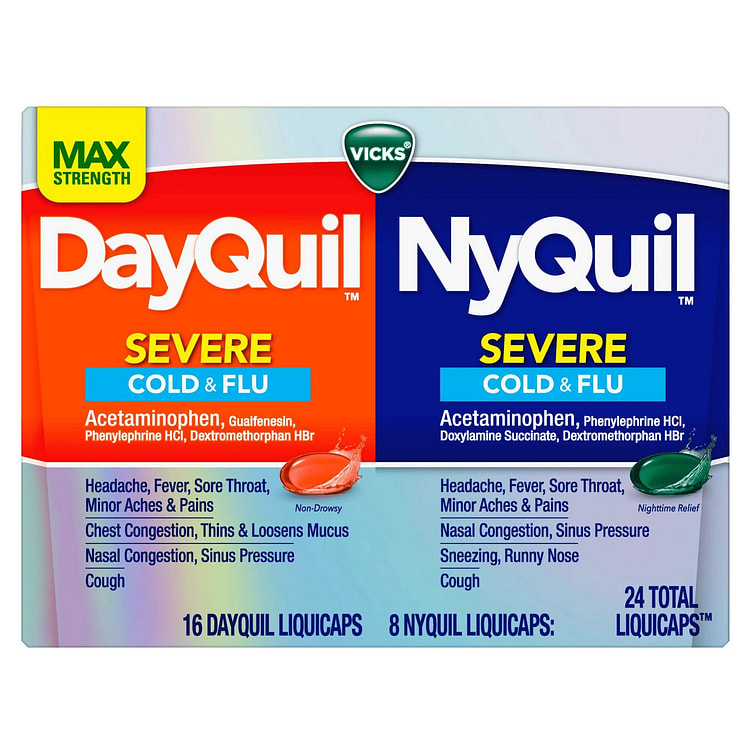 Vicks DayQuil NyQuil Severe Cold Flu 24ct 1 box