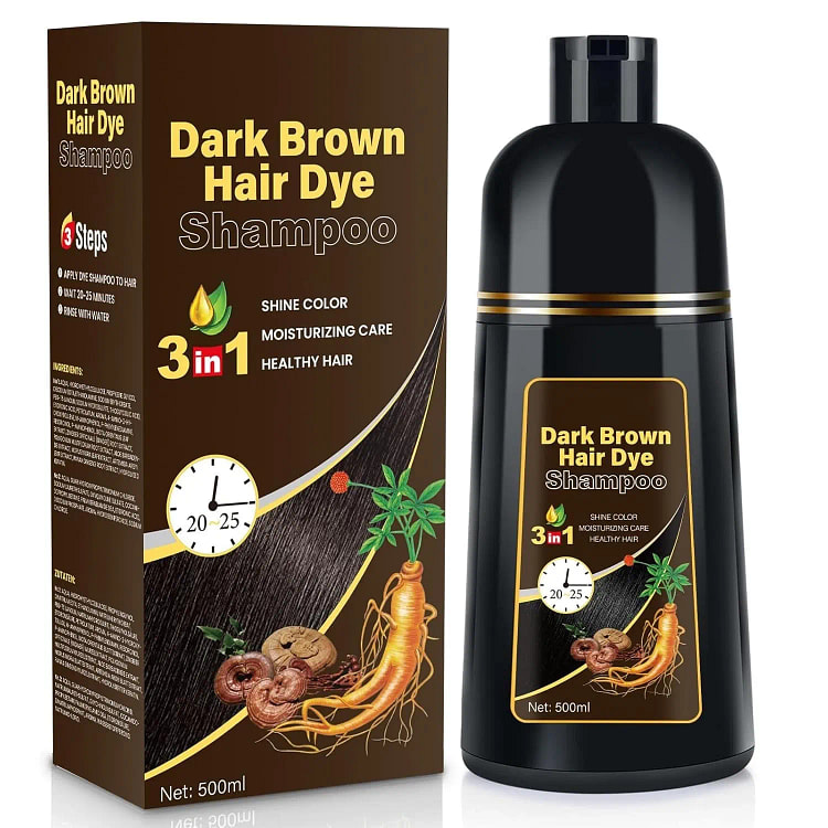 Hair Dye Shampoo 3 in 1 for Women/Men DARK BROWN 1 box