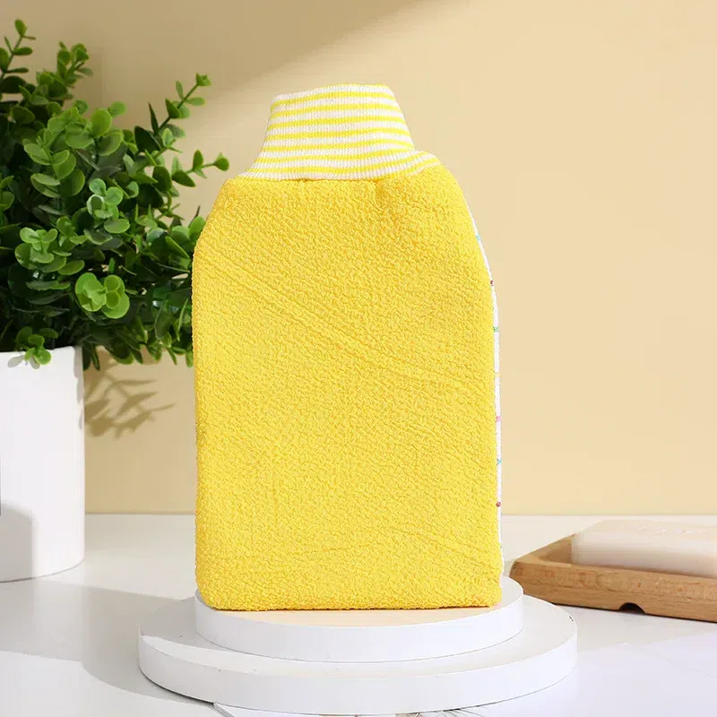 Double-sided bath towel scrubber yellow 1 piece 100 g