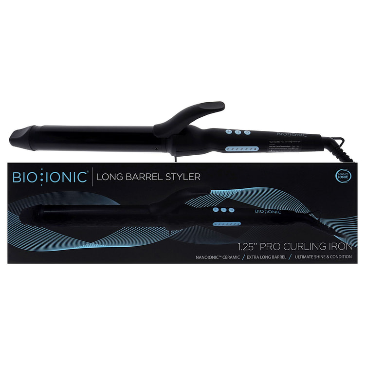 여성용 Bio Ionic 롱 배럴 스타일러 - 블랙 - 1.25인치 컬링 아이언