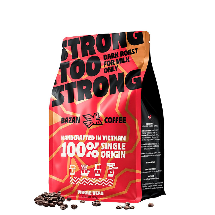 BAZAN COFFEE Too Strong Premium Robusta Whole Bean 32 oz