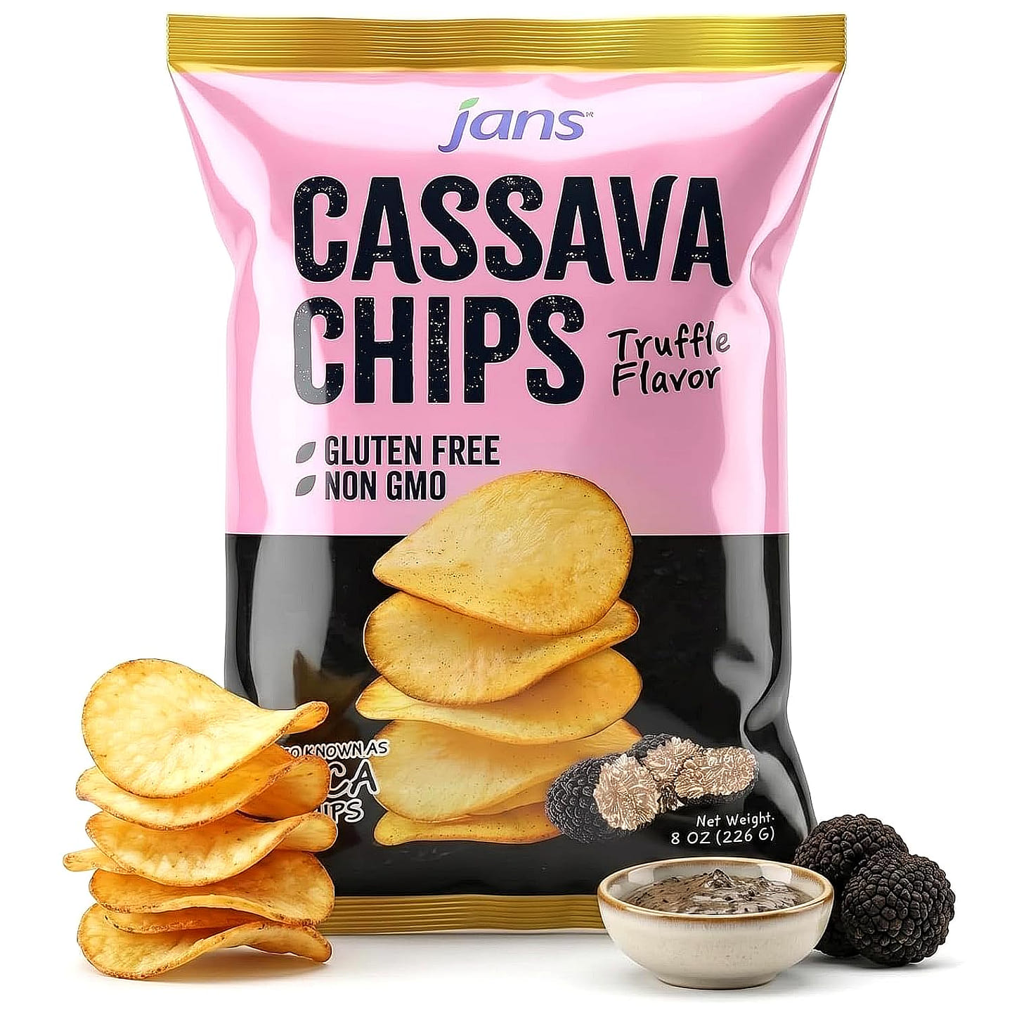 Jans – Truffle Cassava Chips, 8oz, Pack of 1 8 oz