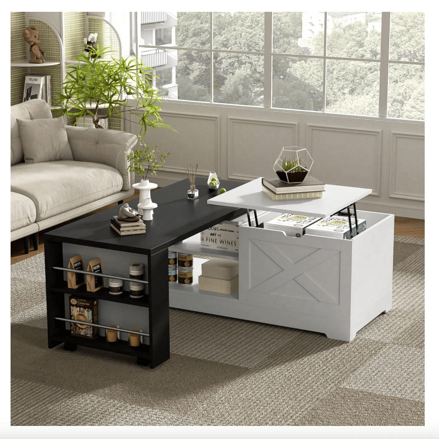 U-Can Farmhouse Lift Top Coffee Table With Barn Do 1 case