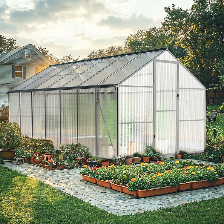 8*14Ft Spacious Greenhouse: Aluminum Frame