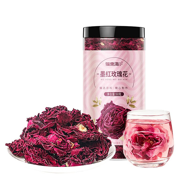 福东海 墨红玫瑰花 50g 罐装 干玫瑰泡水花茶 50 克