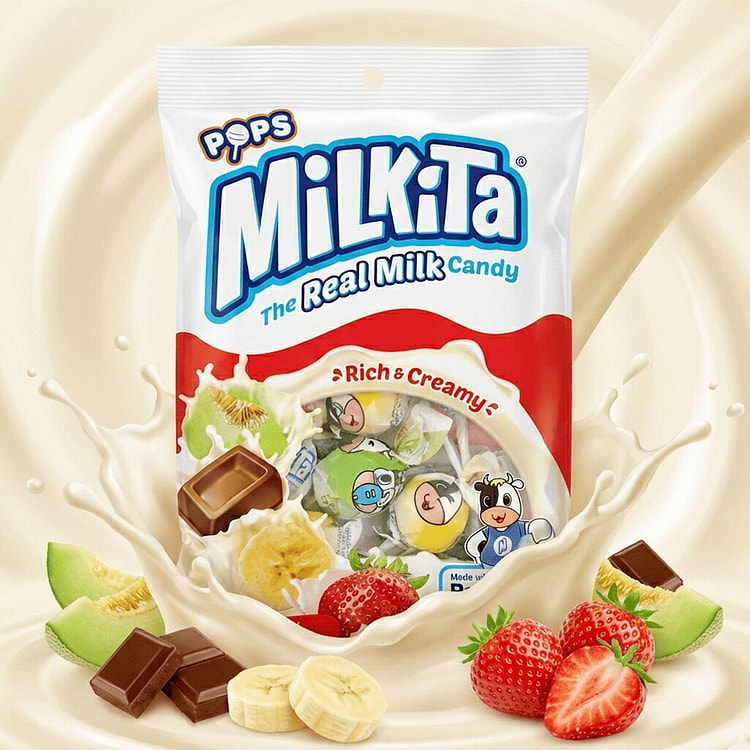 Milkita 真正的牛奶棒棒糖原味混合装 6.08 盎司