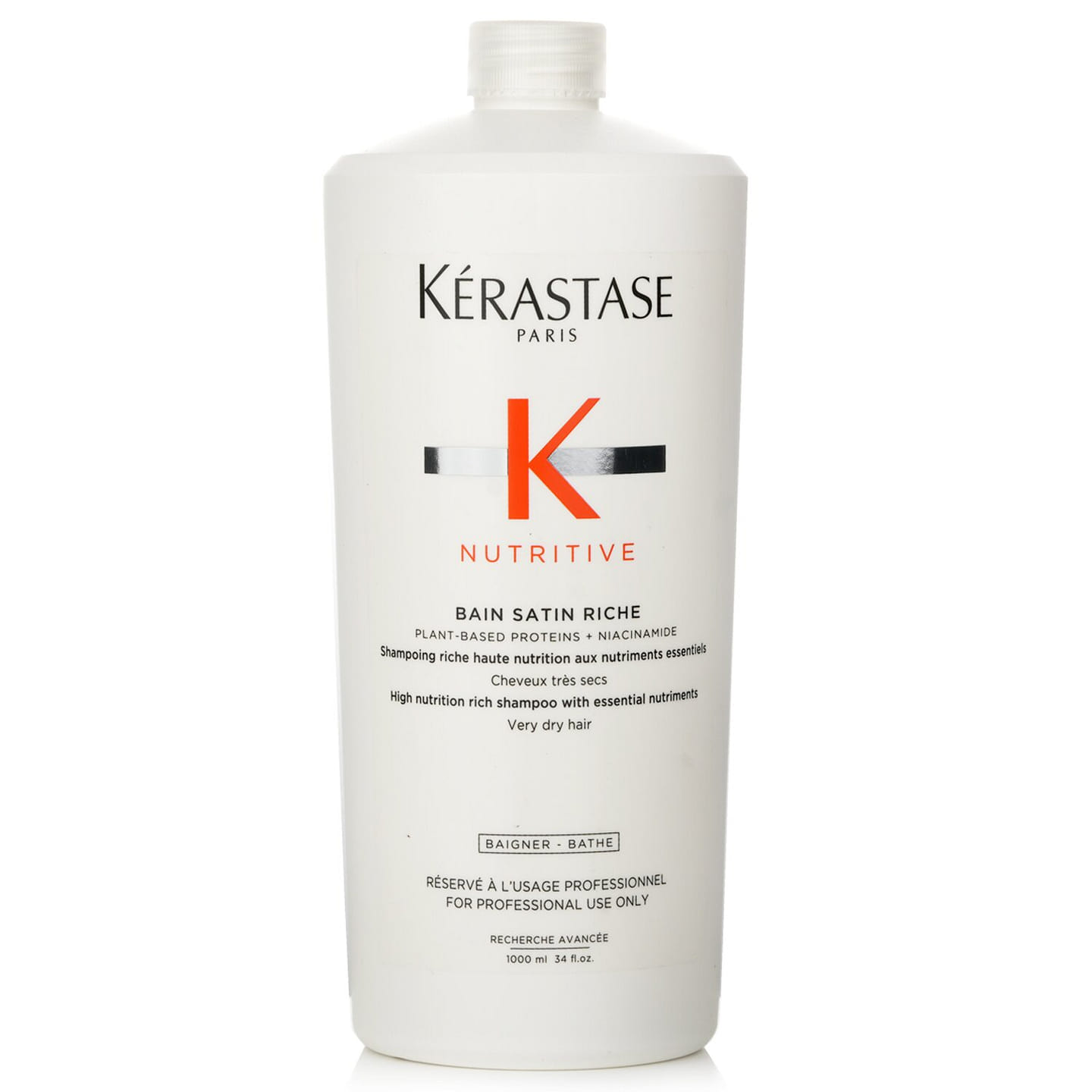 Kerastase Nutritive Bain Satin Riche High Nutrition Rich Shampoo With Essential Nutriments (Very Dry Hair) 1000ml/34oz 1000 ml