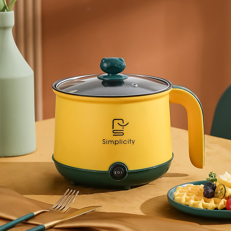 1.8L电煮锅迷你电火锅多功能不粘锅泡面锅 黄色 1 把