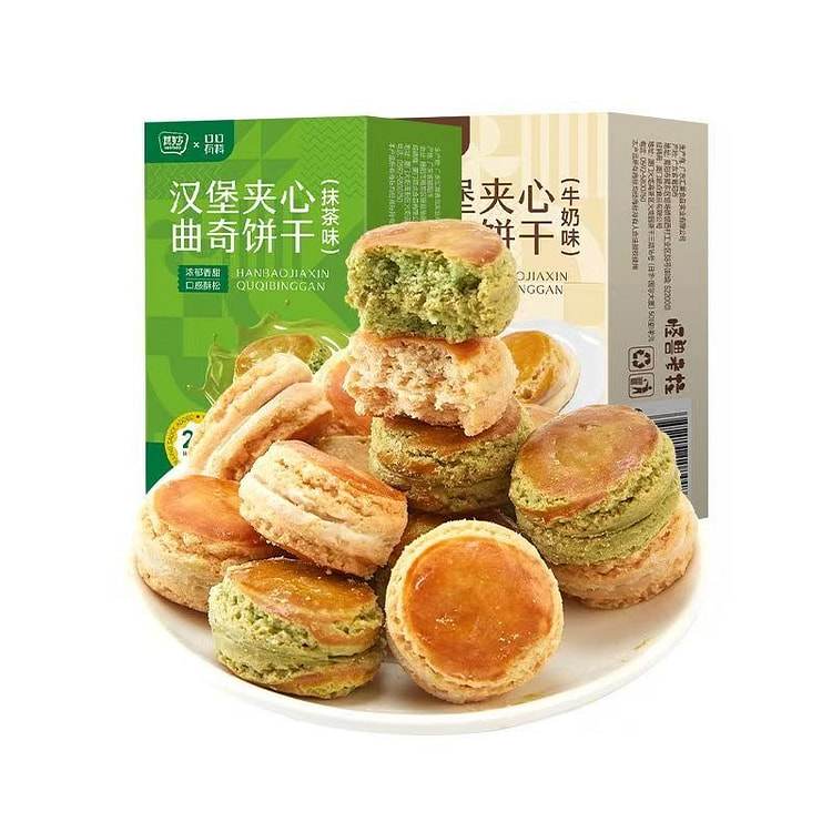 Qimiao Burger Sandwich Cookies Matcha Flavor 72g 1 box