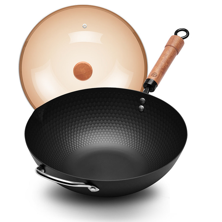 Dalong 32CM Diamond Carbon Steel Wok