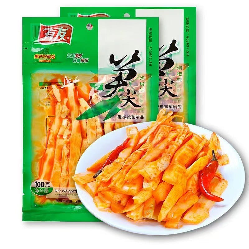 Yau Yau Spicy Bamboo Shoot Tips 100g/Pack Fresh Spicy Bamboo Shoots 100 g