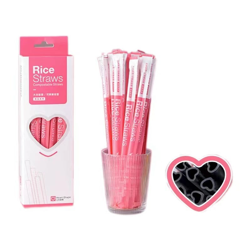 Love Straw Degradable Straw Juice Drink Coffee Independent 50 Pc – Black 1 box