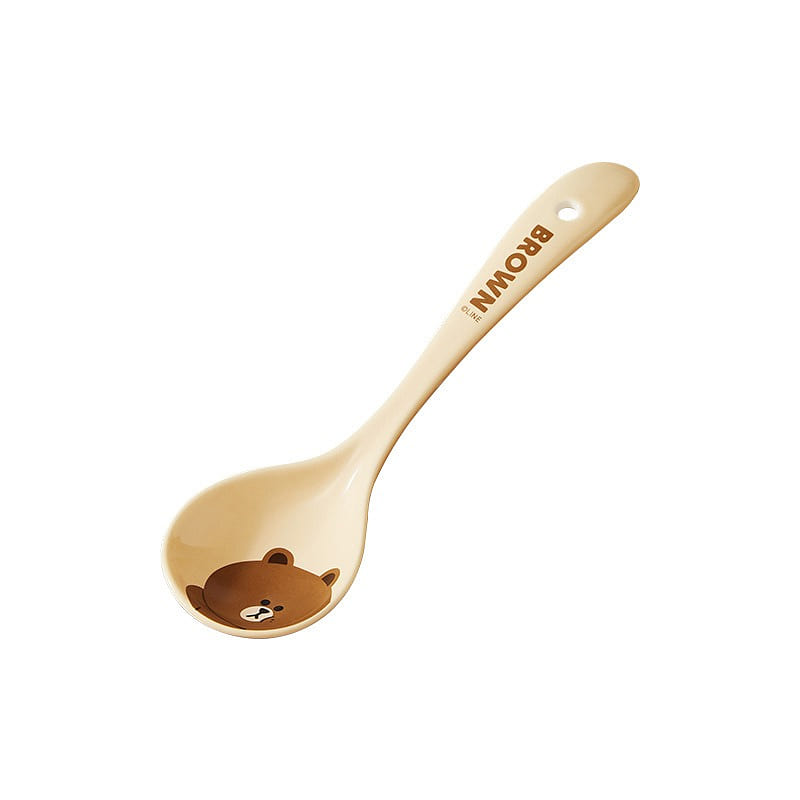Ceramic spoon small soup ladle long soup serving soup ladle porridge BROWN model 1 each