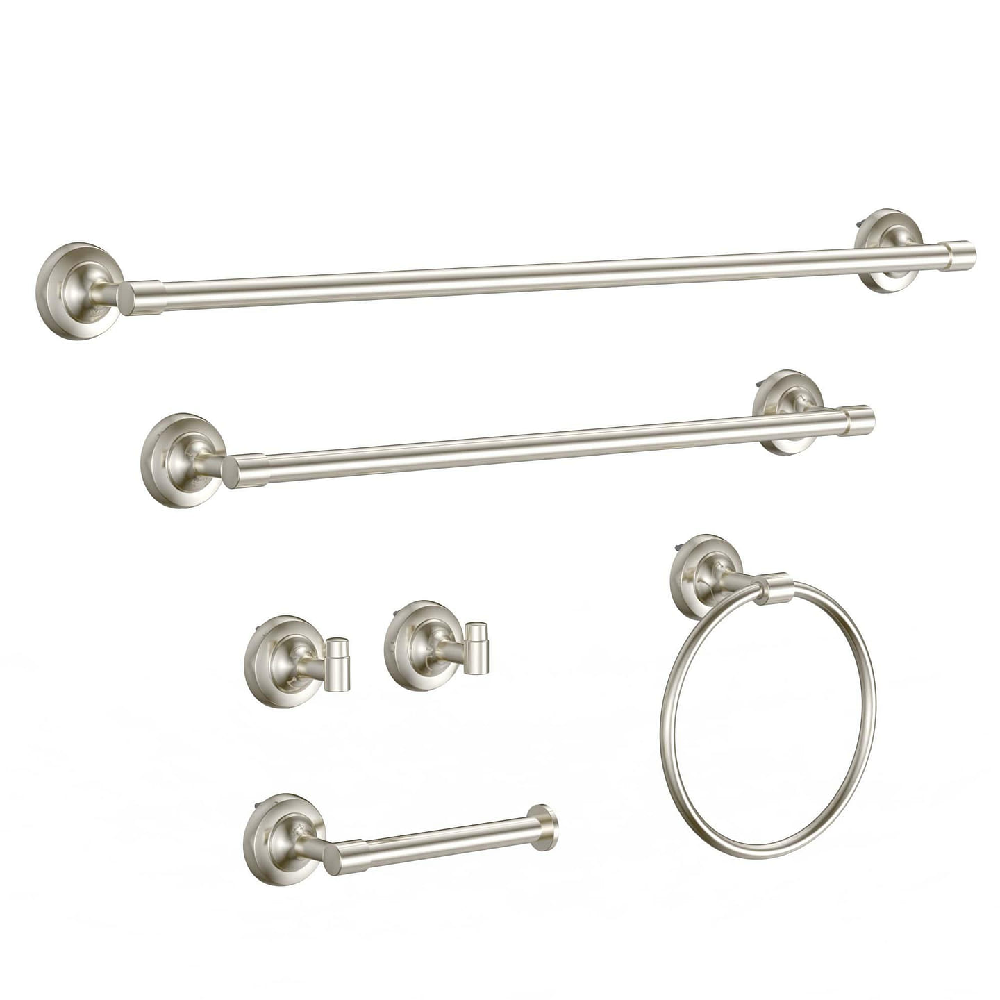 6-Piece Bath Hardware Set with Towel Ring/Bar Toilet Paper Holder Hook in BN 2.56 lb