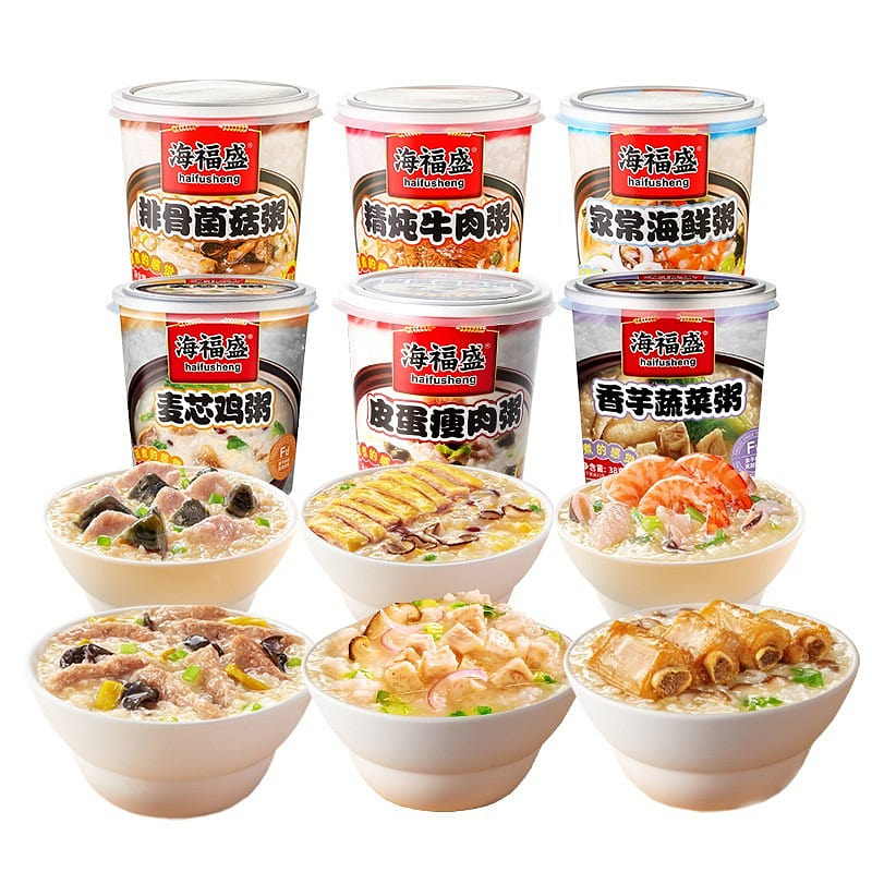海福盛方便速食粥 冻干粥 经典款 早餐 宵夜 即食 40 克*6 盒