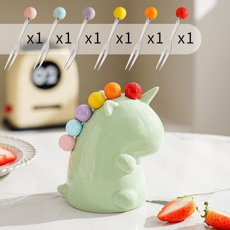 Cute Unicorn Fruit Fork Storage Jar 1 each