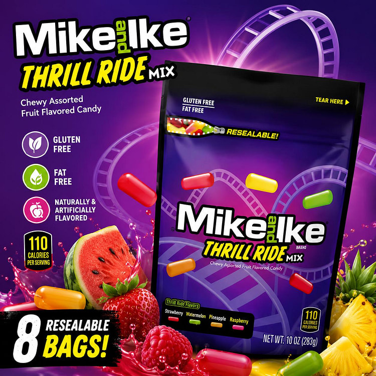 Mike and Ike Thrill Ride Fruit Chews 10oz 1 each